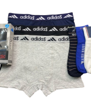 ADIDAS 3 Piece Cotton Boxer+3 Pairs of Socks